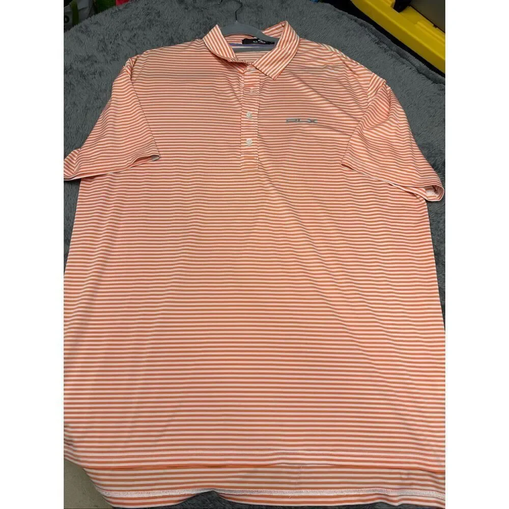 RLX Ralph Lauren orange and white striped polo shirt in excellent shape! Men’s X